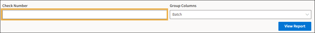 Deposit report with yellow highlight box around the Check Number textbox.